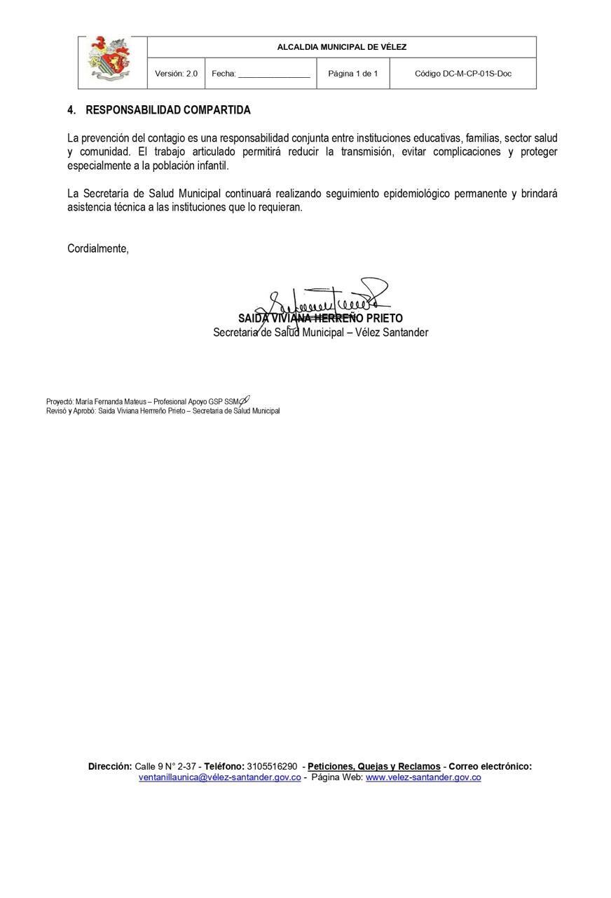 El boletín sanitario local destaca signos de alarma como dificultad para respirar, decaimiento o convulsiones, que requieren atención médica inmediata - crédito Alcaldía de Vélez / Facebook