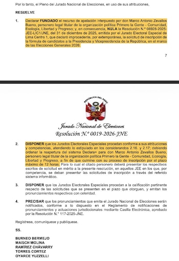 Resolución del JNE reincorpora a