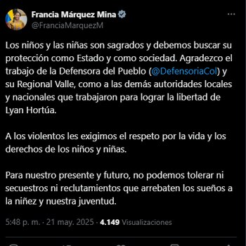 La vicepresidenta Francia Márquez hizo