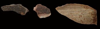 Herramientas de piedra producidas a diferente temperatura. Los antiguos homínidos calentaban con fuego las piedras para facilitar su tallado cuando fueron necesitando la producción de utensilios más elaborados, desveló hoy un estudio del israelí Instituto de Ciencia Weizmann. EFE/Instituto de Ciencia Weizmann