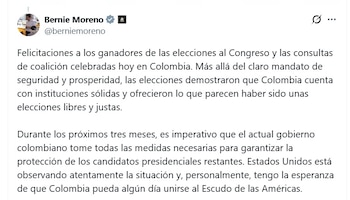 Bernie Moreno, senador estadounidense, dijo