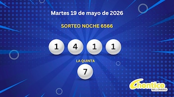 Los cinco números ganadores que salieron en las balotas del último sorteo del Chontico Noche del martes 19 de mayo de 2026. (Infobae)