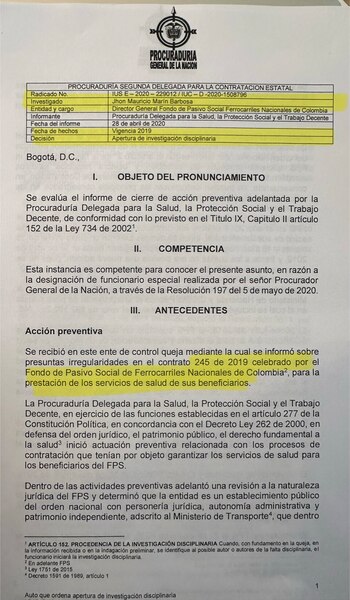 La Procuraduría le abrió una