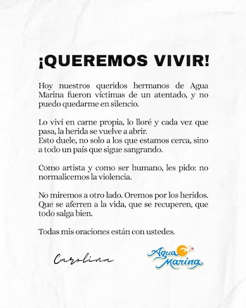 El mensaje de la viuda de Paul Flores tras ataque a Agua Marina. IG