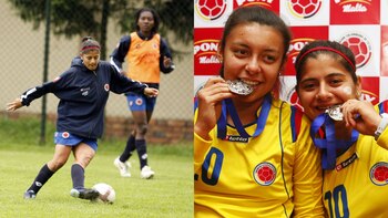 Catalina Usme junto a Yoreli Rincón tras quedar segundas de la Copa América 2010 en Ecuador / (Luis Eduardo Noriega, Mauricio Alvarado / Colprensa)