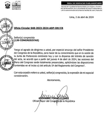 Parlamentarios están obligados a asistir