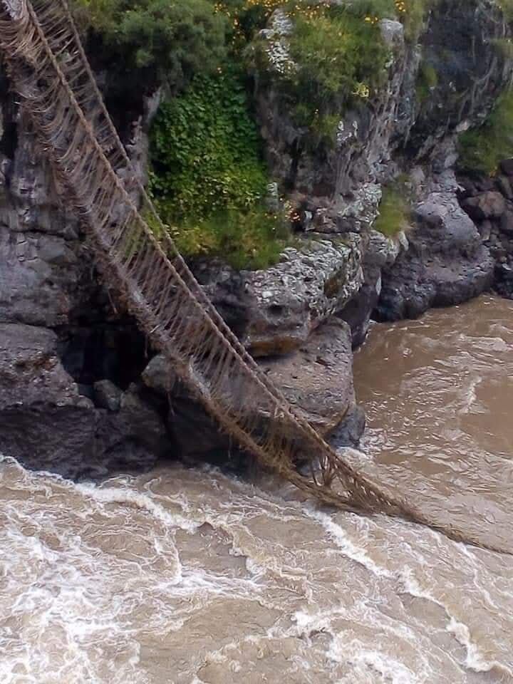 Desprendimiento del lado derecho del Q’eswachaka. Foto: Cusco Central Noticias