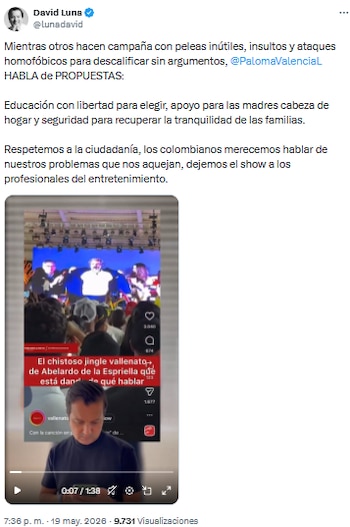 David Luna cuestionó a Abelardo de la Espriella por campaña con parodias y lo acusó de homofobia - crédito @lunadavid/X