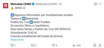 Afectación en un tramo de