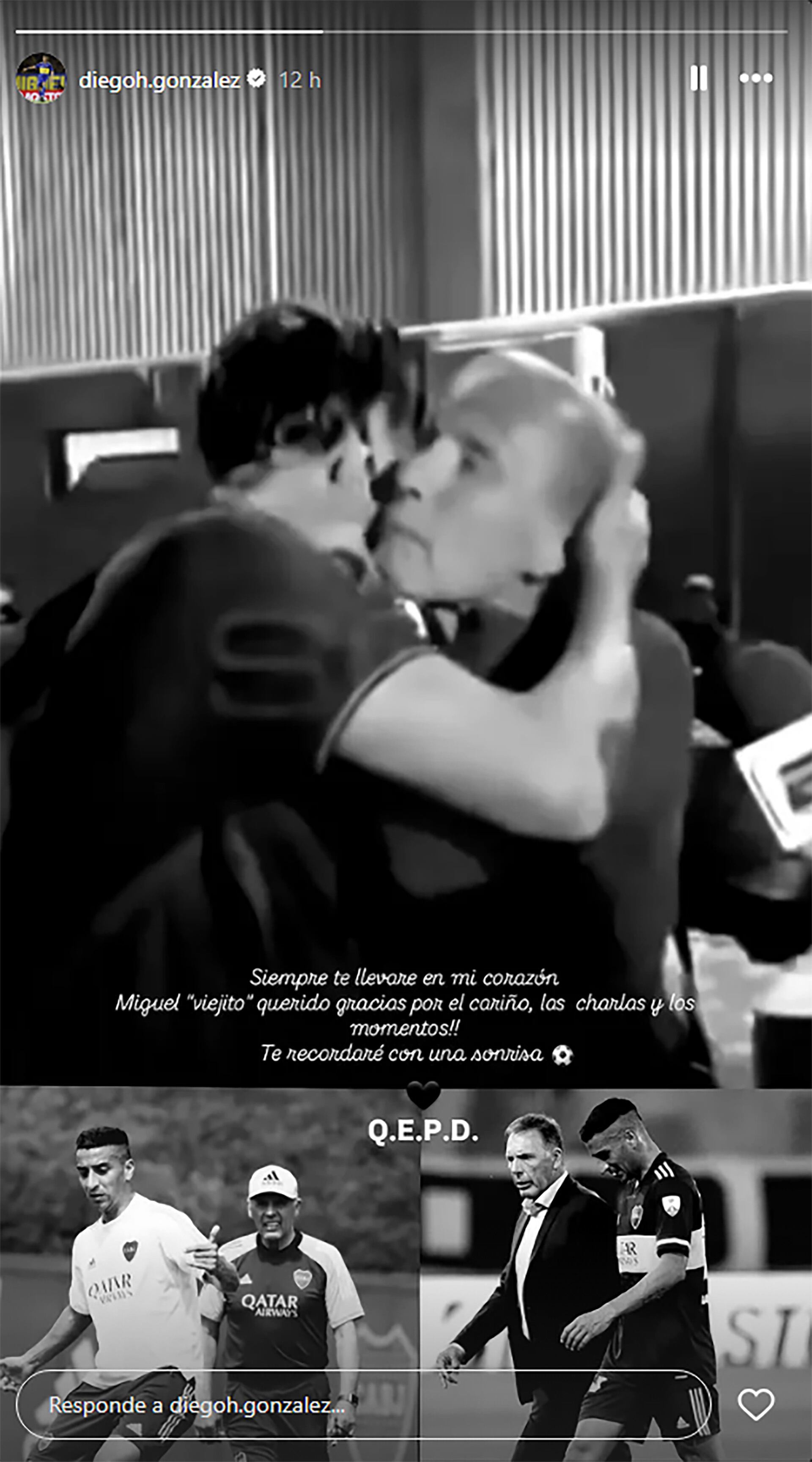 Diego el Pulpo González le agradeció a Russo por sus enseñanzas en Boca