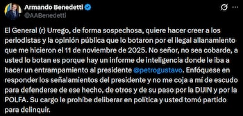 Armando Benedetti utilizó sus redes