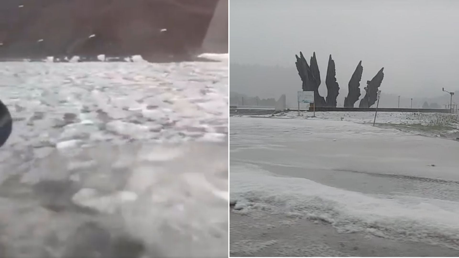 Se registró una fuerte granizada en la carretera México - Toluca (Captura redes sociales)