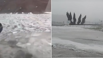 Se registró una fuerte granizada en la carretera México - Toluca (Captura redes sociales)