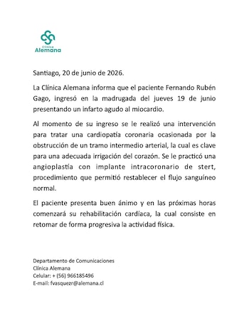 El parte médico de Fernando GAgo