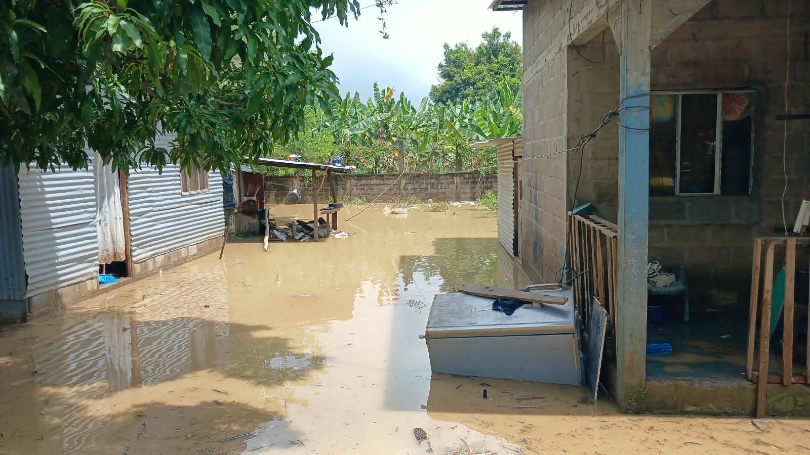 Copeco reportó de forma preliminar que entre 40 y 50 familias resultaron afectadas por las precipitaciones y el desbordamiento de un río secundario.