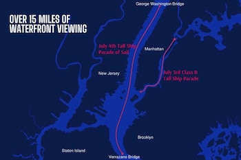 Los veleros navegarán por el East River desde Long Island Sound, haciendo una parada en South Street Seaport, antes de fondear en Gravesend Bay, frente a Brooklyn. Foto: Sail-world
