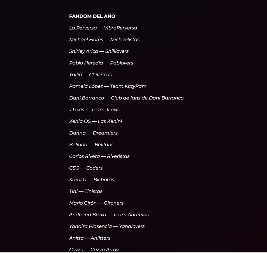 Shirley Arica y los Shililovers competirán en la categoría Fandom del Año de los Premios HEAT Latin Music Awards 2026.