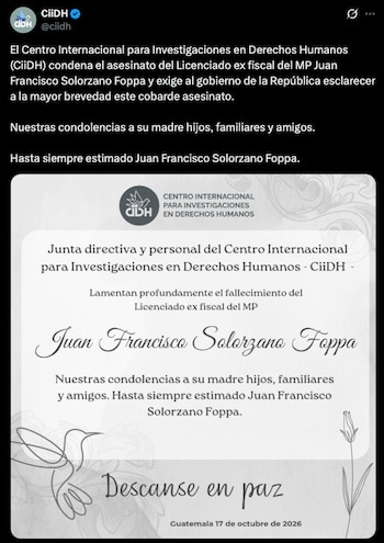 El abogado Juan Francisco Solórzano Foppa y Gustavo Adolfo Aguilar Gamarro murieron el sábado 17 de octubre tras un ataque armado en el Campo Marte.