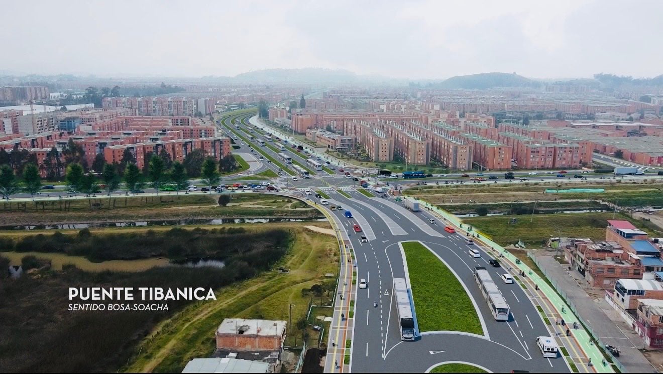 El puente Tibanica conectará la avenida Ciudad de Cali con la avenida Terreros, mejorando la movilidad para más de 250.000 habitantes - crédito Gobernación de Cundinamarca