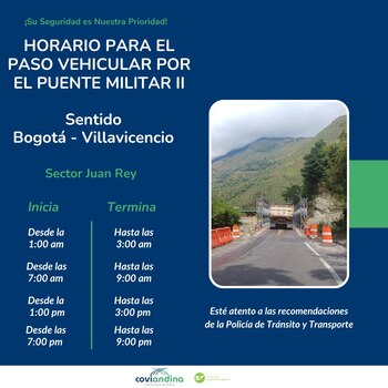 Horarios del paso vehicular del