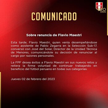 Comunicado de la FPF sobre