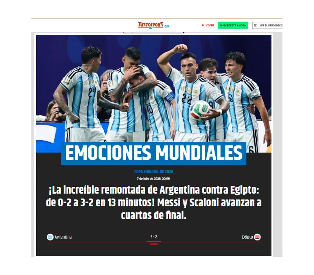 La portada de Tuttosport en Italia