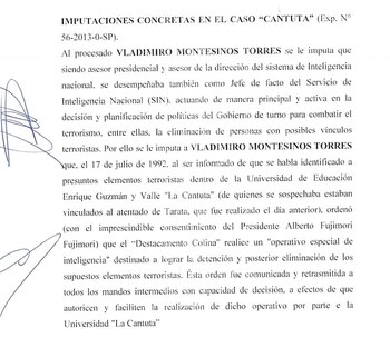 Imputación que Vladimiro Montesinos aceptó