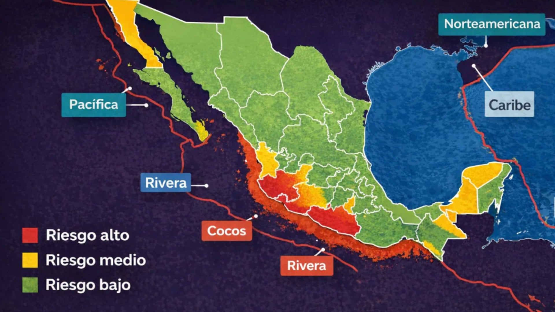 Los estados alejados de las placas tectónicas corren menor riesgo de que sean perisbidos sismos de menor intensidad y tener menos afectaciones en los de mayor magnitud Foto: Infobae
