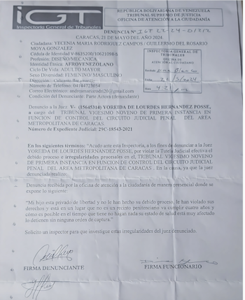 La denuncia que Yecenia María