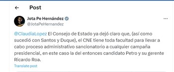 Jota Pe Hernández contestó a