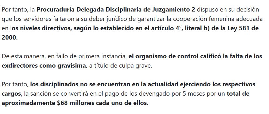 El ente de control calificó de gravísima las acciones de los exdirectores - crédito Procuraduría