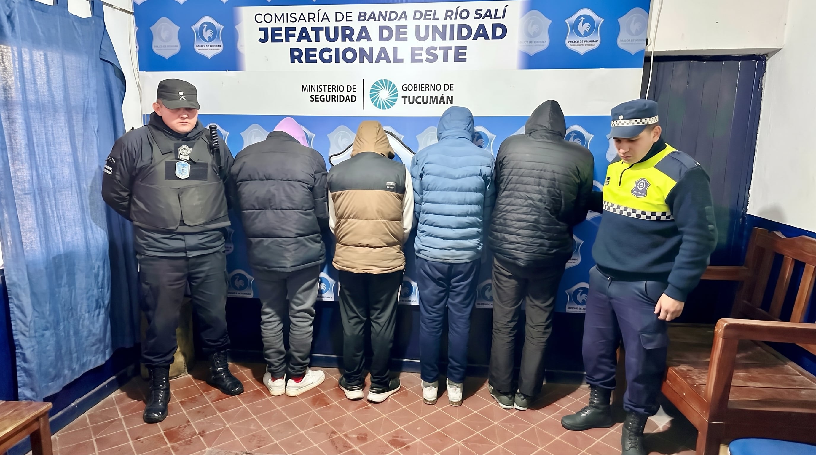 Cuatro de los cinco imputados por el crimen de Marta Azucena Migliorini: Wilson Ángel Palacios (21), Eduardo Daniel Santucho (26), alias “Chueco”, Elías Gerez (18) y Marcos Omar Suárez (19)