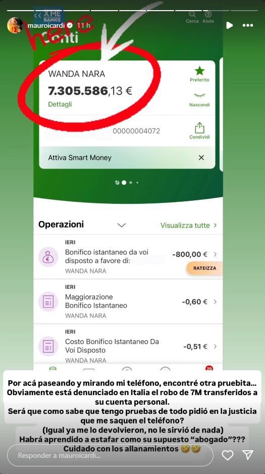 La transferencia de siete millones de euros que se hizo Wanda tiempo atrás