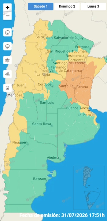El Servicio Meteorológico Nacional mantiene la alerta naranja por tormentas en Santa Fe