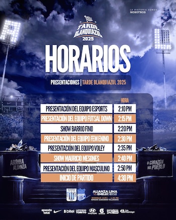 Cartelera de la Tarde Blanquiazul: