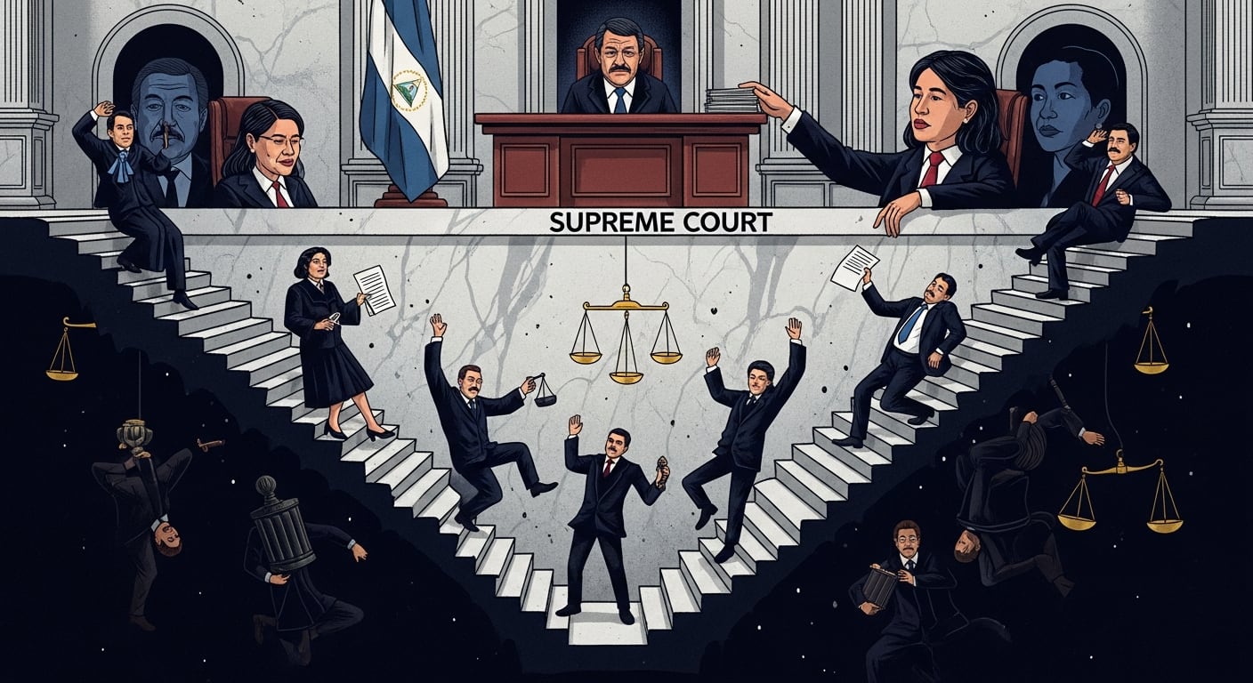 La Presidencia de Nicaragua, representada por Daniel Ortega y Rosario Murillo, manipula la Corte Suprema y provoca la caída de jueces y abogados. (Imagen Ilustrativa Infobae)