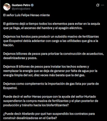 Gustavo Petro - crédito @petrogustavo/X