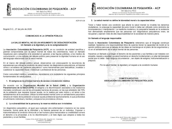 Asociación Colombiana de Psiquiatría sobre lo dicho por Gustavo Petro