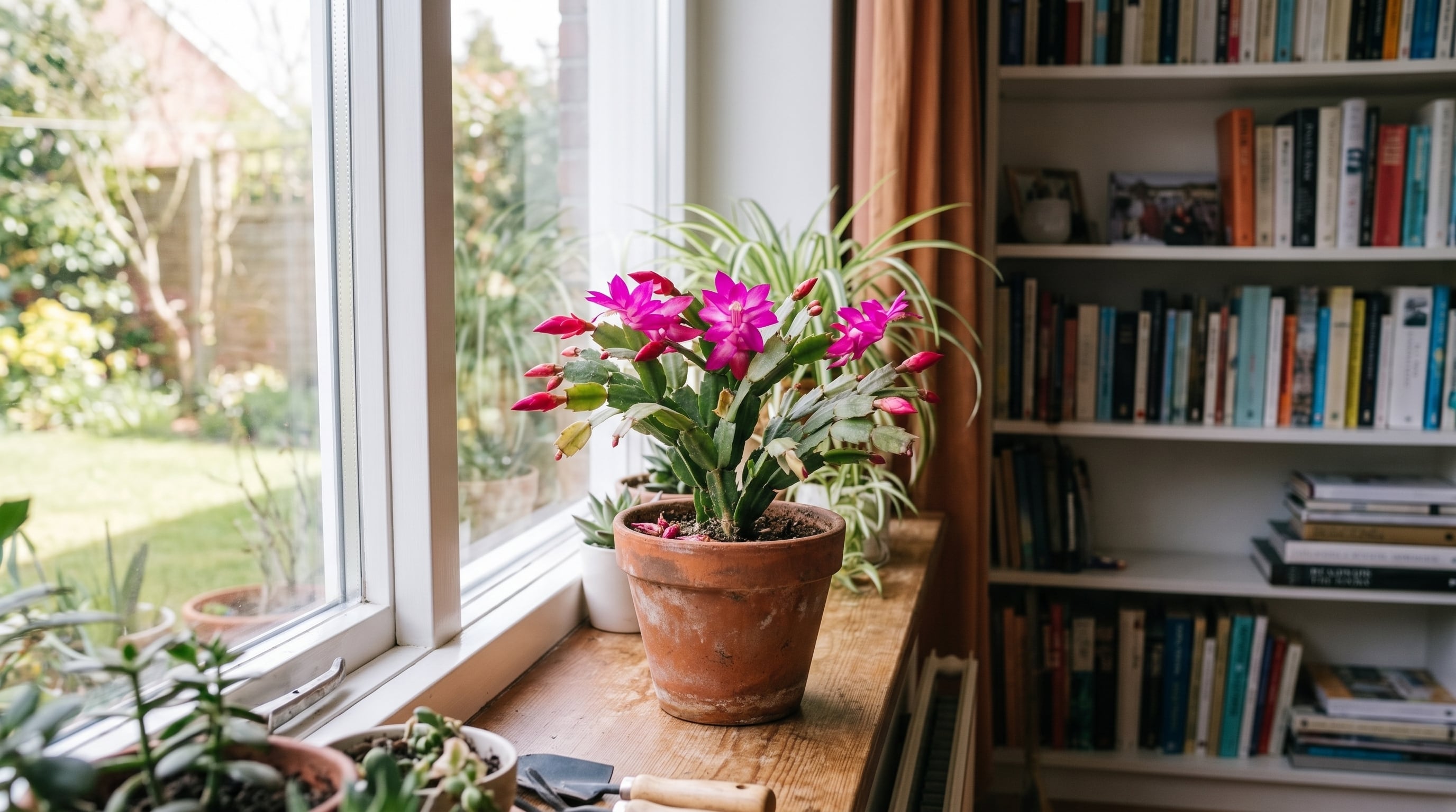 El cactus de Navidad o de Acción de Gracias florece con sustrato drenante y riego moderado, y suele responder mejor a noches largas sin luz artificial tras el atardecer. (Imagen Ilustrativa Infobae)