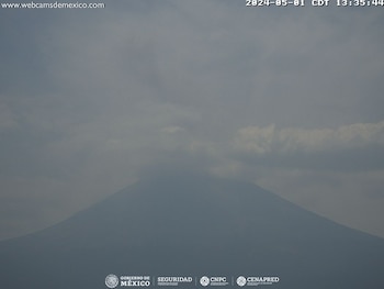 Así luce el volcán Popocatépetl