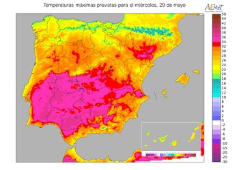 Temperaturas máximas previstas para el