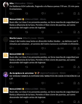 Usuarios reportaron retrasos de hasta 10 minutos en el avance de la Línea 3. | Captura de pantalla