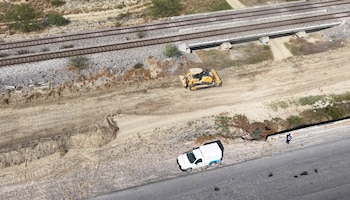 Primeras construcciones del tren Saltillo-Nuevo Laredo, en Nuevo León. (Imagen: Gobierno de Nuevo León).