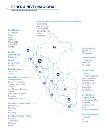 Mapa de las sedes en