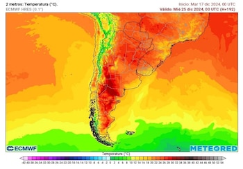 Mapa climático para Navidad en las zonas agrícolas argentinas