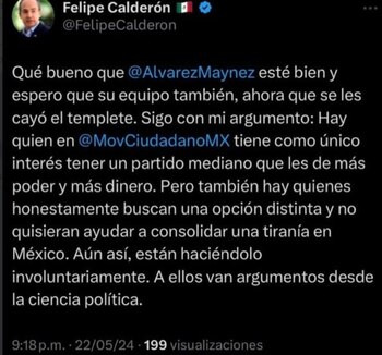 Captura compartida por Máynez sobre