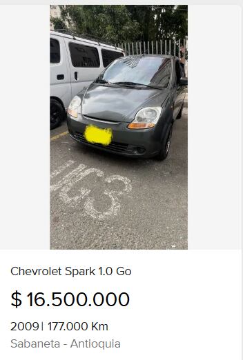 En el mercado de usados, el Chevrolet Spark se consigue desde $16.500.000, dependiendo del año, el kilometraje y el estado del vehículo - crédito TuCarro