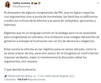 Catherine Juvinao arremete contra