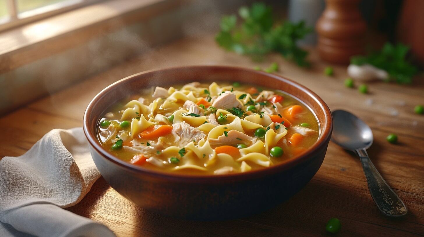 La sopa de pollo aporta proteínas, vitaminas y ayuda a disolver la mucosidad en infecciones respiratorias (Imagen Ilustrativa Infobae)