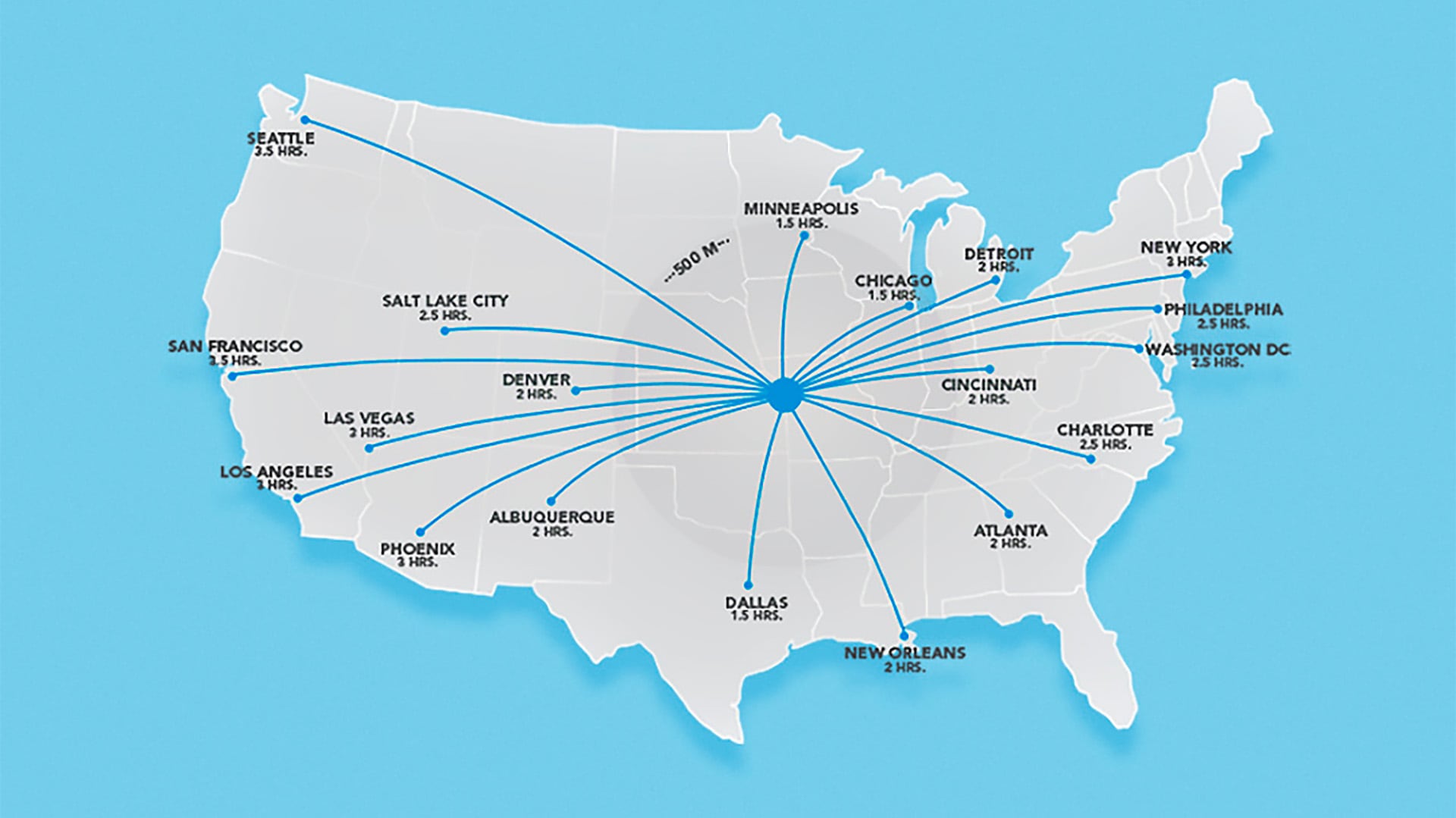 El mapa que presentó AFA tras anunciar que la selección argentina concentrará en Kansas durante el Mundial 2026